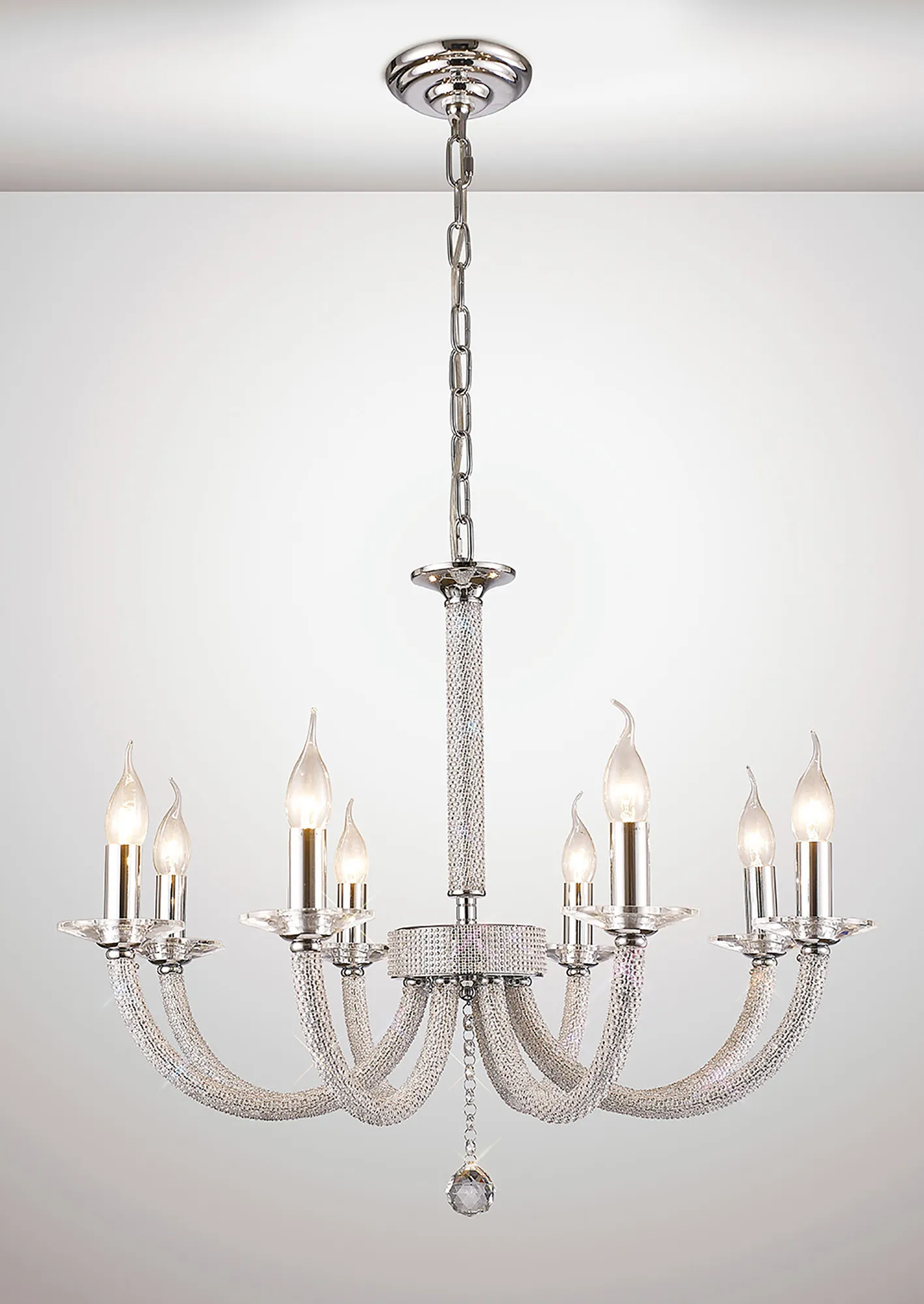 IL30518  Elena Crystal Pendant 8 Light Polished Chrome